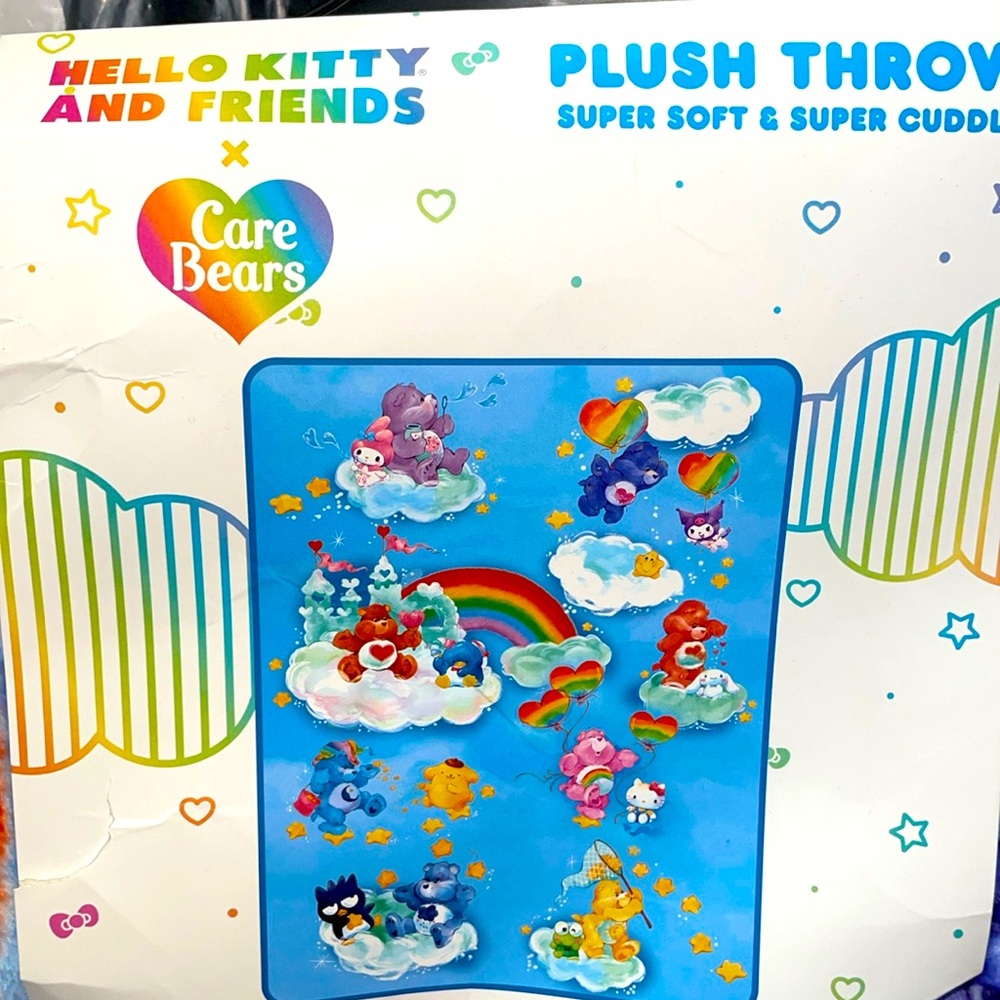 24HR DROP ⬇️ Hello Kitty X Care Bears Plush Throw blanket